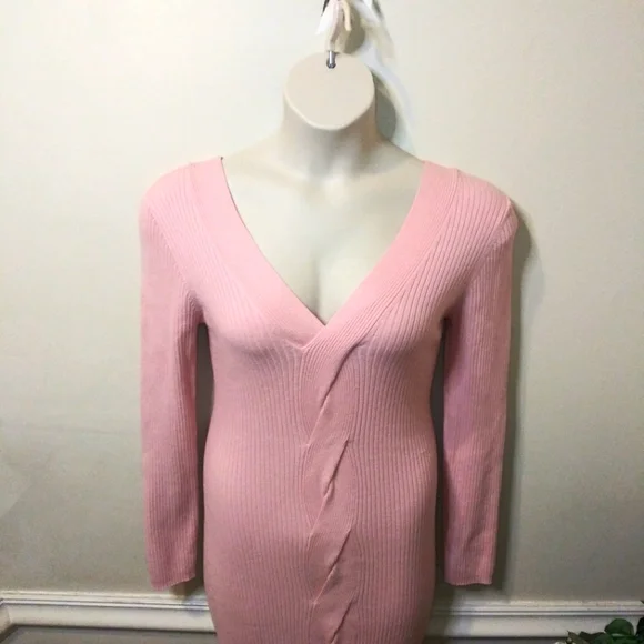 REVOLVE One Grey Day Isla Sexy Soft Pink Cotton/Cashmere Blend Sweater Dress - Picture 5 of 11